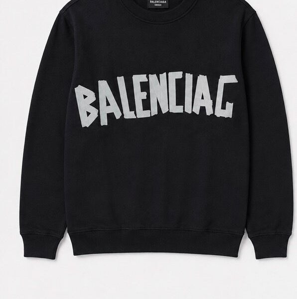 Balenciaga блуза черна с бял надпис - 151